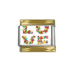 Floral Love Gold Trim Italian Charm (9mm)