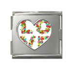 Floral Love Mega Link Heart Italian Charm (18mm)