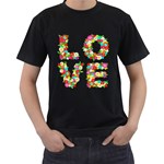 Floral Love Men s T-Shirt (Black)