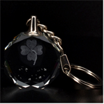 Floral Love Clover 3D Engraving Circle Key Chain