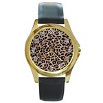 cheetah leopard print Round Gold Metal Watch