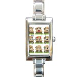 Groundhog Emojis Rectangle Italian Charm Watch