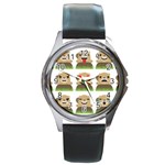 Groundhog Emojis Round Metal Watch