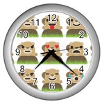 Groundhog Emojis Wall Clock (Silver)