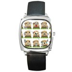 Groundhog Emojis Square Metal Watch