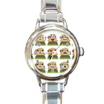 Groundhog Emojis Round Italian Charm Watch