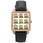 Groundhog Emojis Rose Gold Leather Watch 