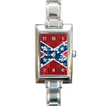 sequin confederate flag Rectangle Italian Charm Watch