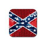 sequin confederate flag Rubber Coaster (Square)