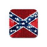 sequin confederate flag Rubber Square Coaster (4 pack)