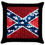 sequin confederate flag Throw Pillow Case (Black)