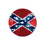 sequin confederate flag Rubber Round Coaster (4 pack)