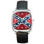 sequin confederate flag Square Metal Watch