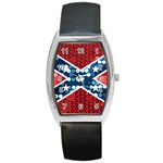 sequin confederate flag Barrel Style Metal Watch