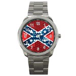 sequin confederate flag Sport Metal Watch