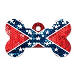 sequin confederate flag Dog Tag Bone (One Side)