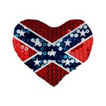 sequin confederate flag Standard 16  Premium Heart Shape Cushion 