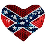 sequin confederate flag Large 19  Premium Heart Shape Cushion