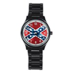 sequin confederate flag Stainless Steel Round Watch