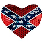 sequin confederate flag Large 19  Premium Flano Heart Shape Cushion