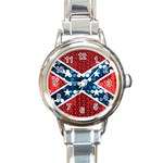 sequin confederate flag Round Italian Charm Watch