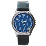 glitter tardis Round Metal Watch