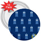 glitter tardis 3  Button (10 pack)