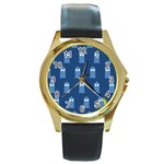 glitter tardis Round Gold Metal Watch