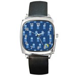 glitter tardis Square Metal Watch