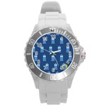 glitter tardis Round Plastic Sport Watch (L)