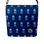 glitter tardis Flap Closure Messenger Bag (L)