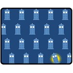 glitter tardis Double Sided Fleece Blanket (Medium)