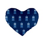 glitter tardis Standard 16  Premium Flano Heart Shape Cushion 