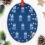 Tardis Doctor Who Oval Filigree Ornament (Two Sides)