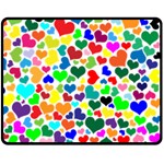 Valentine Rainbow Hearts Fleece Blanket (Medium)