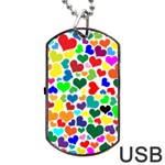 Valentine Rainbow Hearts Dog Tag USB Flash (One Side)