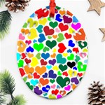 Valentine Rainbow Hearts Ornament (Oval Filigree)