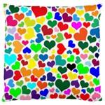 Valentine Rainbow Hearts Large Cushion Case (One Side)