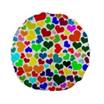 Valentine Rainbow Hearts Standard 15  Premium Round Cushion 