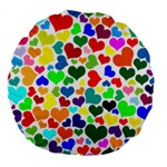 Valentine Rainbow Hearts Large 18  Premium Round Cushion 