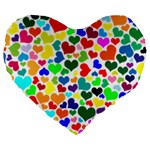 Valentine Rainbow Hearts Large 19  Premium Heart Shape Cushion