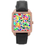 Valentine Rainbow Hearts Rose Gold Leather Watch 