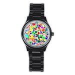 Valentine Rainbow Hearts Stainless Steel Round Watch