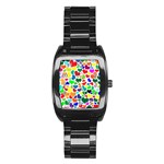 Valentine Rainbow Hearts Stainless Steel Barrel Watch