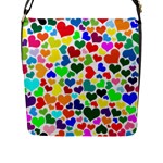 Valentine Rainbow Hearts Flap Closure Messenger Bag (L)