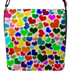 Valentine Rainbow Hearts Flap Closure Messenger Bag (S)