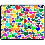 Valentine Rainbow Hearts Double Sided Fleece Blanket (Medium)