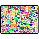 Valentine Rainbow Hearts Double Sided Fleece Blanket (Large)