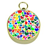 Valentine Rainbow Hearts Gold Compass