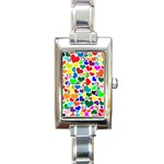 Valentine Rainbow Hearts Rectangle Italian Charm Watch